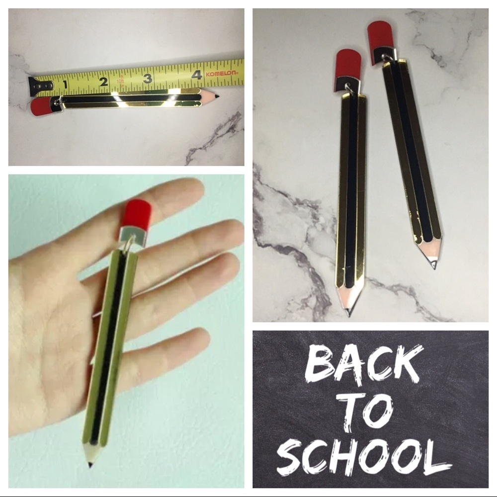 Acrylic Back To School Pencil Earrings